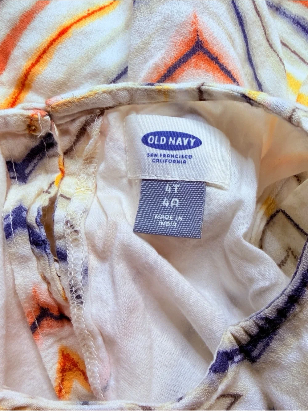 Old Navy Girls Dress Size 4T Geometric Print Sleeveless Fit & Flare Cotton
